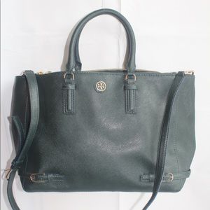Tory Burch Robinson Tote Jitney Green Saffiano